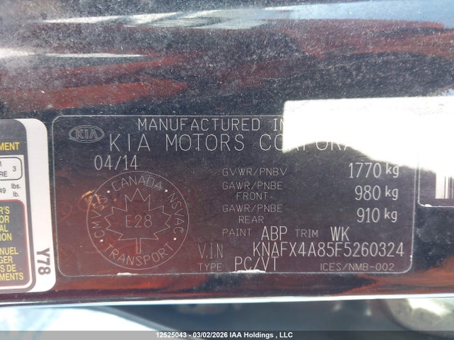 Продажа на аукционе авто 2015 Kia Forte, vin: KNAFX4A85F5260324, номер лота: 12525043
