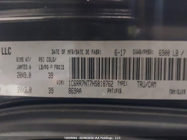 RAM 1500 Laramie 2017 1C6RR7NT7HS818762 Image 9
