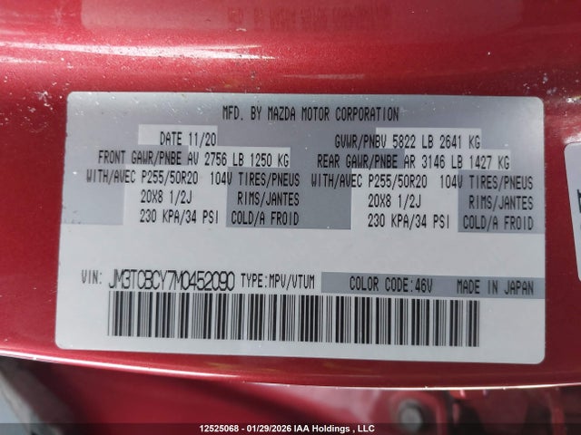 JM3TCBCY7M0452090 Mazda Cx-9 Touring