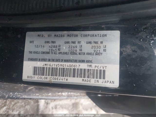 JM1GJ1V59G1400617 Mazda Mazda6 Gs