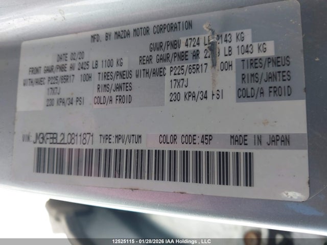 JM3KFBBL2L0811871 Mazda Cx-5 Gx