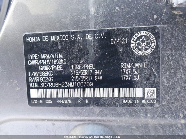 3CZRU6H23NM100709 Honda HR-V SPORT