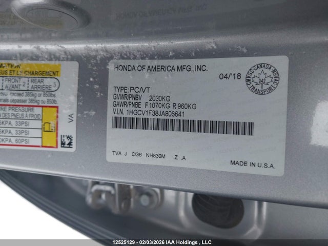1HGCV1F38JA806641 Honda Accord Sport