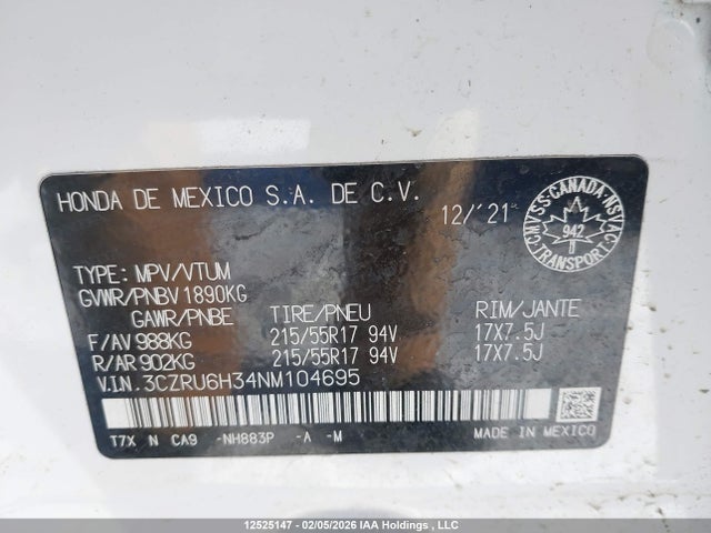 3CZRU6H34NM104695 Honda HR-V LX