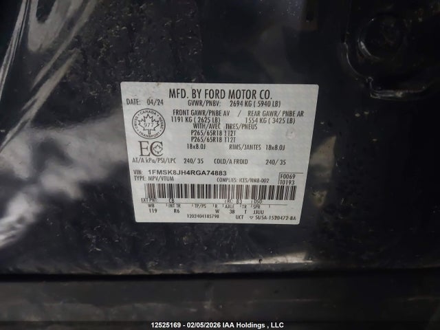 1FMSK8JH4RGA74883 Ford Explorer Timberline