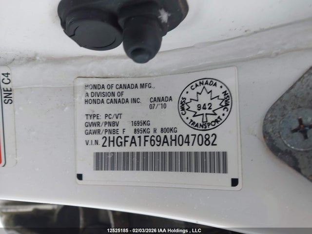 Продаж на аукціоні авто 2010 Honda Civic Sport, vin: 2HGFA1F69AH047082, номер лоту: 12525185