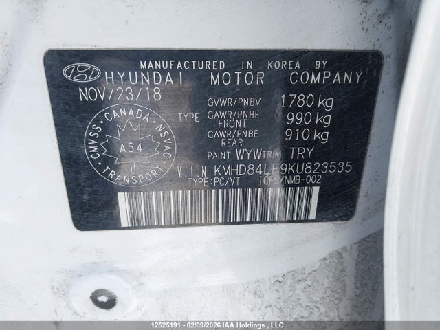 KMHD84LF9KU823535 Hyundai Elantra Preferred
