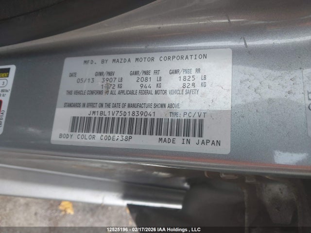 2013 Mazda Mazda3 მანქანა იყიდება აუქციონზე, vin: JM1BL1V75D1839041, აუქციონის ნომერი: 12525196