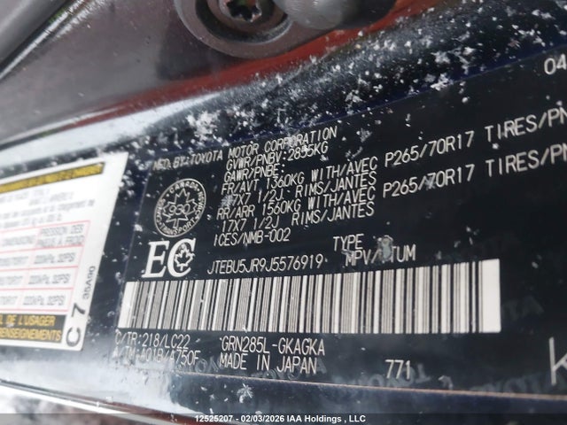 JTEBU5JR9J5576919 Toyota 4runner Sr5 Prem/ltdl/trail/trd