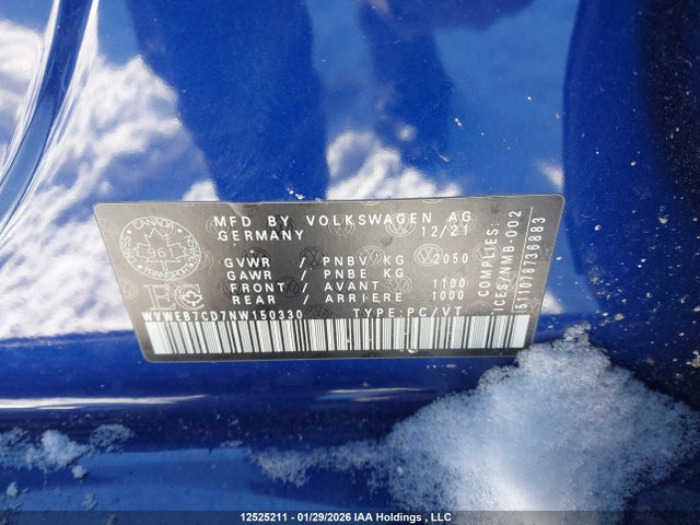 Продажа на аукционе авто 2022 Volkswagen Golf R, vin: WVWEB7CD7NW150330, номер лота: 12525211