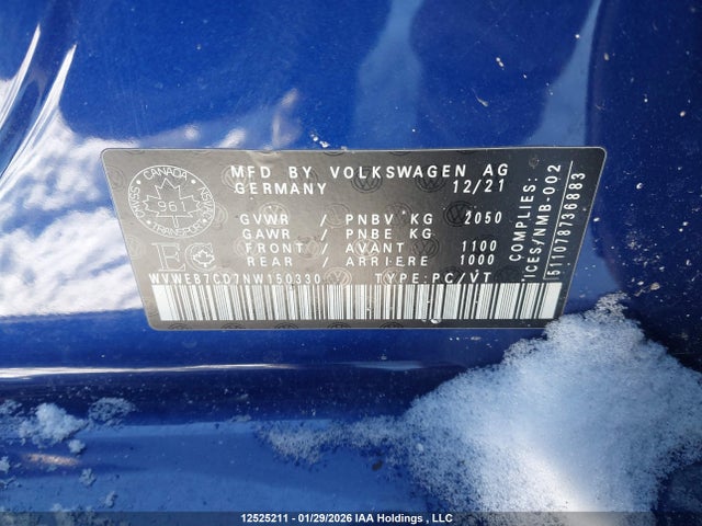 Продажа на аукционе авто 2022 Volkswagen Golf R, vin: WVWEB7CD7NW150330, номер лота: 12525211