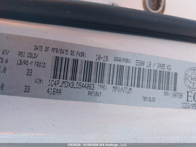 1C4PJMDX3LD544063 Jeep Cherokee Limited