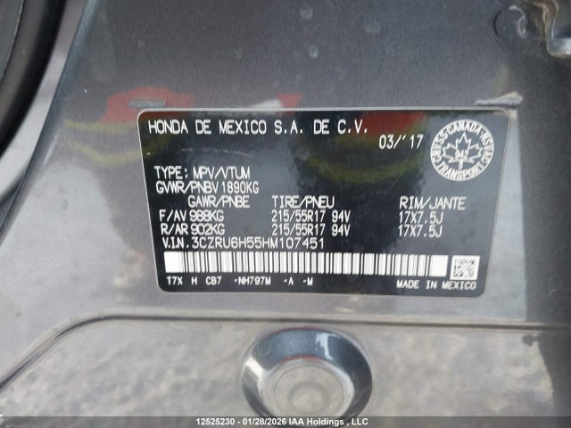3CZRU6H55HM107451 Honda HR-V EX
