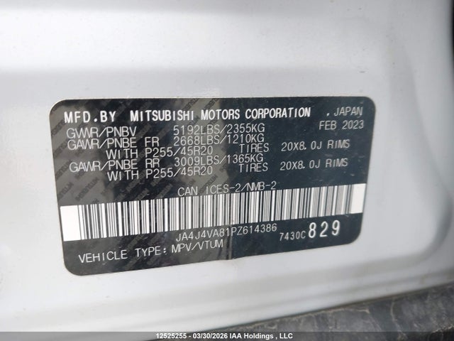 JA4J4VA81PZ614386 Mitsubishi Outlander Gt/gt Premium
