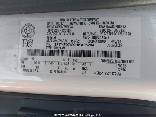 1FTYE9ZM9HKA95284 Ford Transit-150
