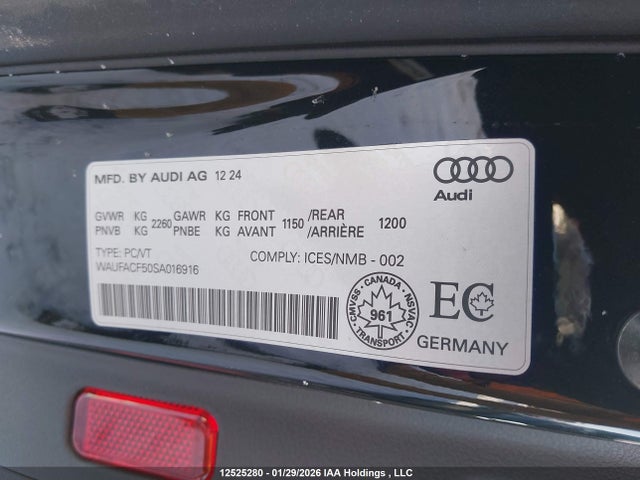 12525280 :رقم المزاد ، WAUFACF50SA016916 vin ، 2025 Audi A5 45 Progressiv مزاد بيع