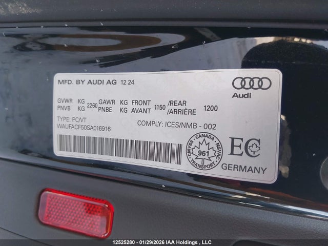12525280 :رقم المزاد ، WAUFACF50SA016916 vin ، 2025 Audi A5 45 Progressiv مزاد بيع