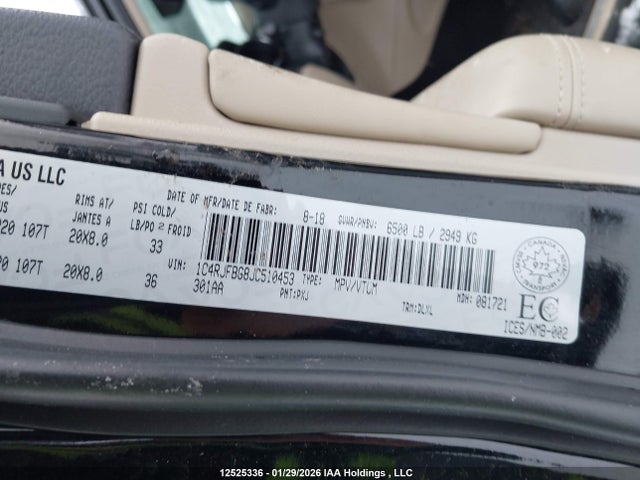 1C4RJFBG8JC510453 Jeep Grand Cherokee Limited