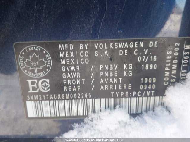 3VW217AUXGM002245 Volkswagen Golf 1.8 Tsi Comfortline/1.8 Tsi Highline/1.8 Tsi Trendline