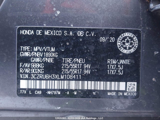3CZRU6H3XLM108411 Honda HR-V LX