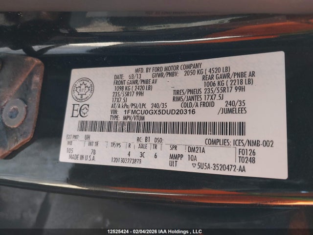 Продажа на аукционе авто 2013 Ford Escape Se, vin: 1FMCU0GX5DUD20316, номер лота: 12525424