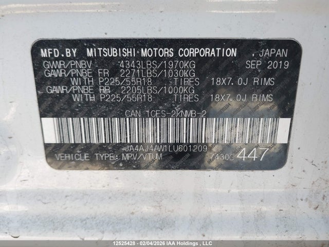Продажа на аукционе авто 2020 Mitsubishi Rvr, vin: JA4AJ4AW1LU601209, номер лота: 12525428