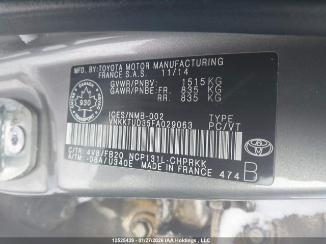 VNKKTUD35FA029063 Toyota Yaris