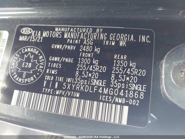 5XYRKDLF4MG041868 KIA Sorento Sx/sxp