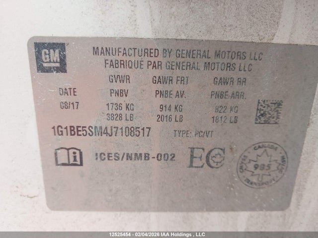 1G1BE5SM4J7108517 Chevrolet CRUZE LT