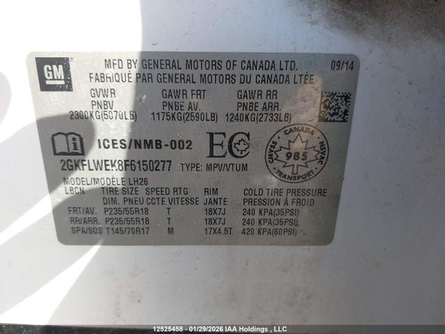 2GKFLWEK8F6150277 GMC Terrain Sle-2
