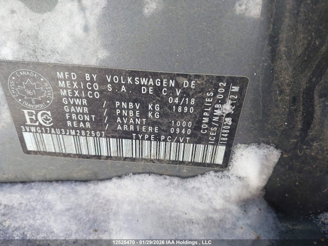 3VWG17AU3JM282507 Volkswagen Golf