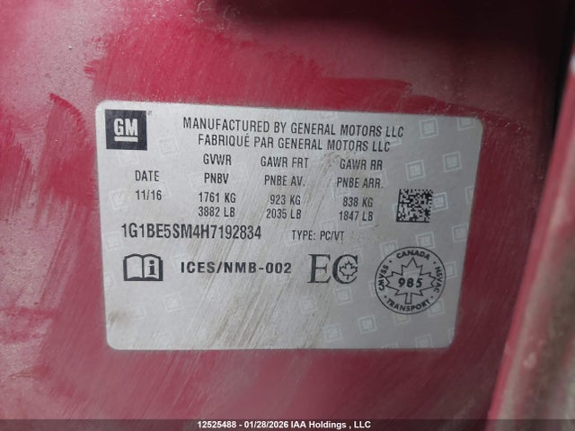 1G1BE5SM4H7192834 Chevrolet CRUZE LT