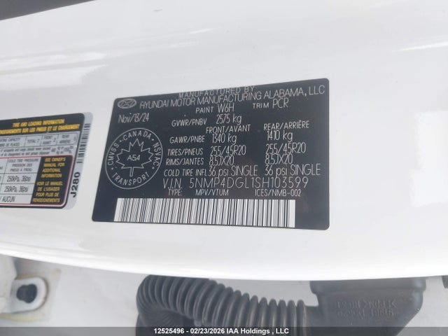 5NMP4DGL1SH103599 Hyundai Santa Fe Limited