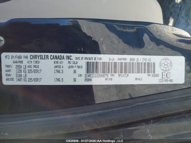 2014 Chrysler Town & Country Touring L მანქანა იყიდება აუქციონზე, vin: 2C4RC1CG1ER349775, აუქციონის ნომერი: 12525506