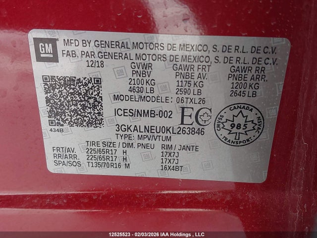 3GKALNEU0KL263846 GMC Terrain Sle