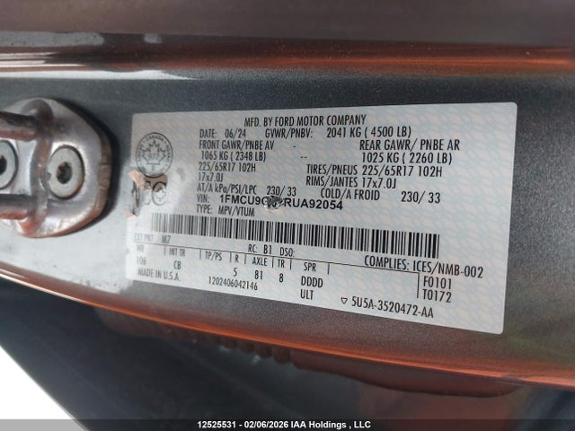 1FMCU9GN7RUA92054 Ford Escape Active