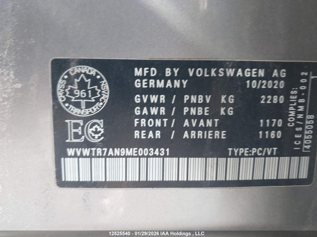 WVWTR7AN9ME003431 Volkswagen Arteon Execline