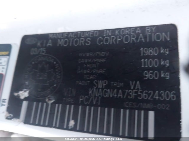KNAGN4A73F5624306 KIA Optima Ex/ex Luxury