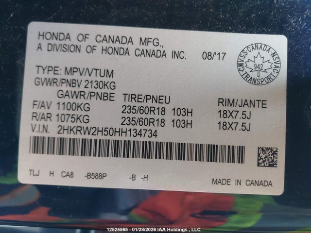 2HKRW2H50HH134734 Honda CR-V EX