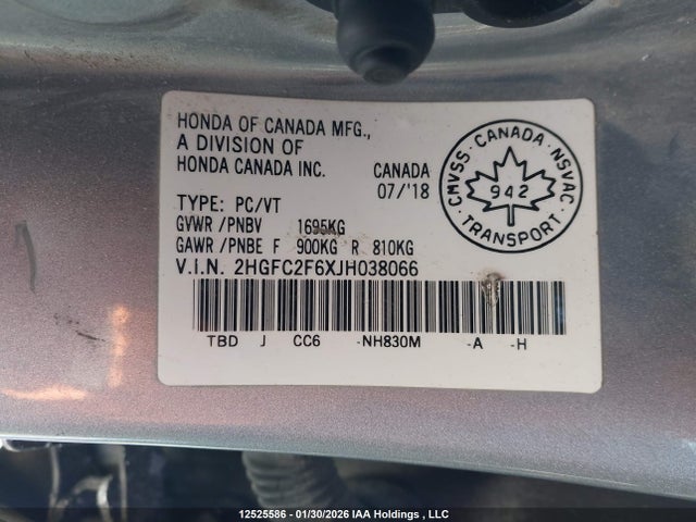 2HGFC2F6XJH038066 Honda Civic Lx