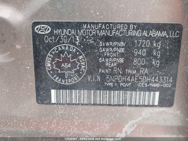Продаж на аукціоні авто 2013 Hyundai Elantra Gl, vin: 5NPDH4AE5DH443314, номер лоту: 12525587