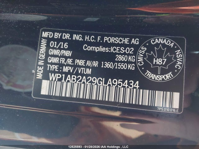 Porsche CAYENNE S 2016 WP1AB2A29GLA95434 Image 9