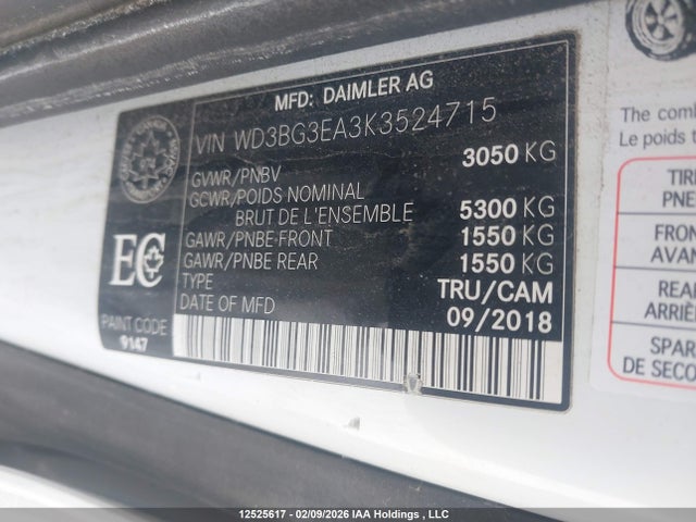 Aukcja sprzedaży 2019 Mercedes-benz Metris, vin: WD3BG3EA3K3524715, numer aukcji: 12525617