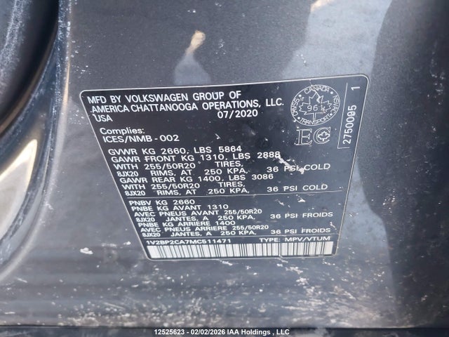 Volkswagen Atlas 2021 1V2BP2CA7MC511471 Image 9