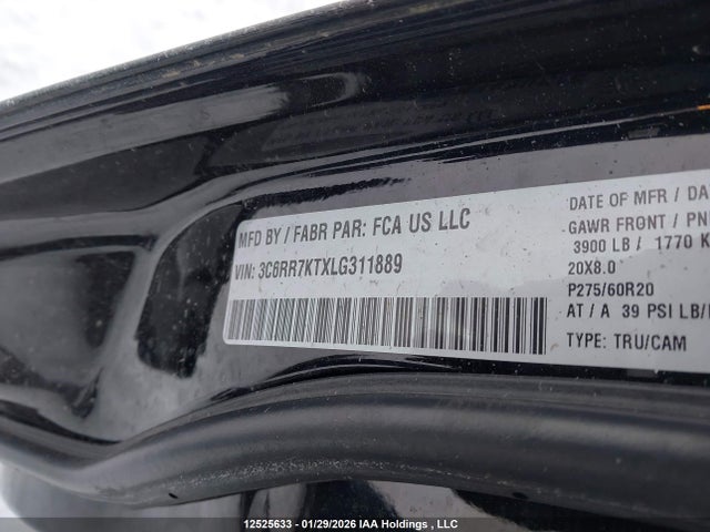 Aukcja sprzedaży 2020 Ram 1500 Classic St, vin: 3C6RR7KTXLG311889, numer aukcji: 12525633
