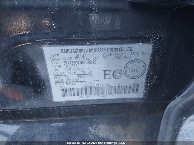 3N1AB8CV1MY325470 Nissan SENTRA SV