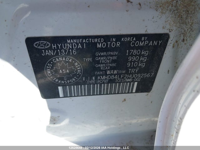 KMHD84LF2HU092567 Hyundai ELANTRA GL