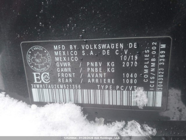 3VWH17AU2KM521356 Volkswagen Golf Alltrack S/se/sel