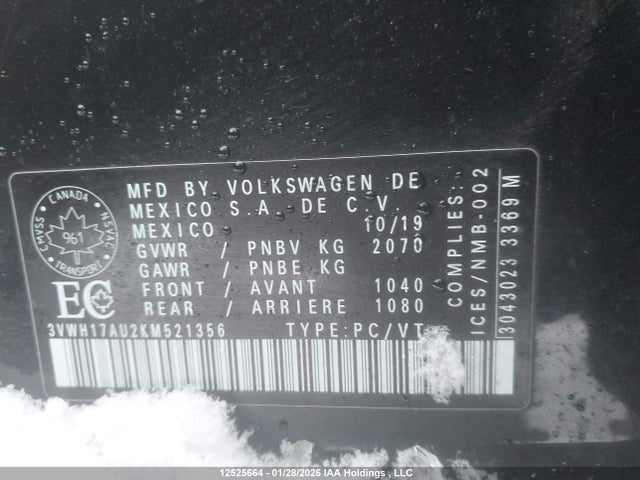 3VWH17AU2KM521356 Volkswagen Golf Alltrack S/se/sel