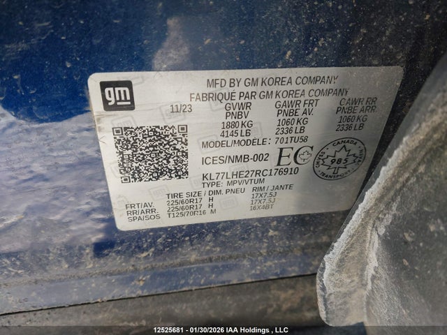 KL77LHE27RC176910 Chevrolet Trax Lt
